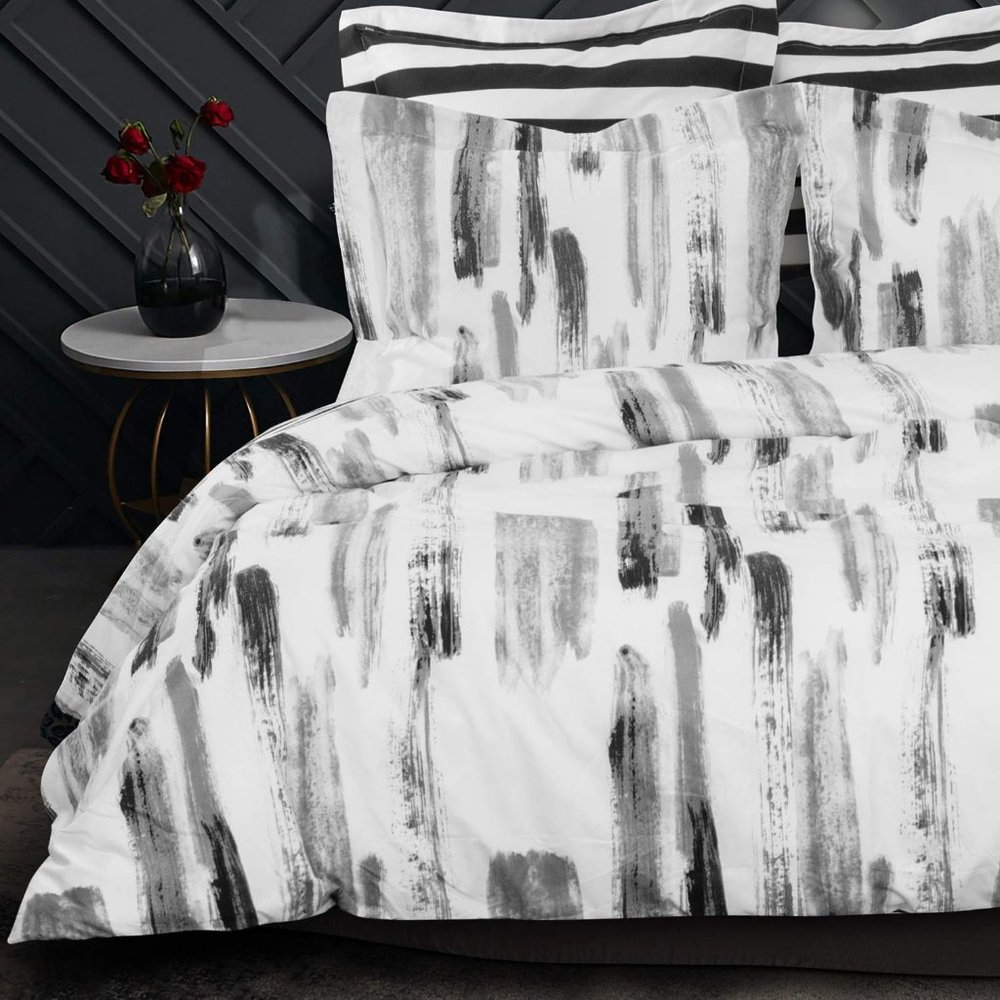 NTBAY 3-Pcs Microfiber Queen Ink Duvet Cover Set